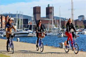 Cycling by the dock